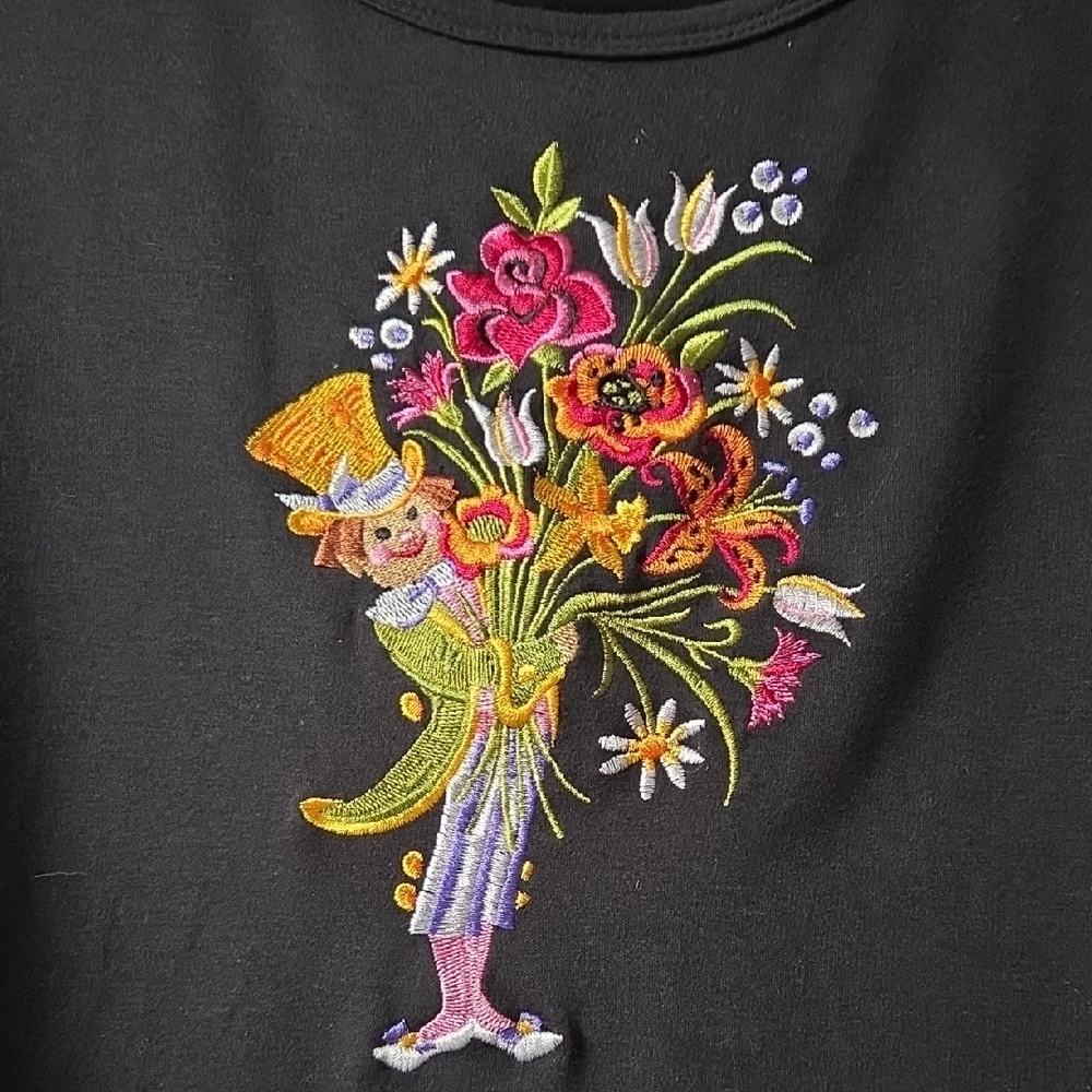 Bob Mackie Black Tunic with Vibrant Floral Design - Picture 4 of 5